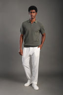 Men's Olive Green Zipper Polo T-shirt