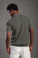 Men's Olive Green Zipper Polo T-shirt