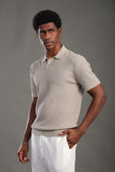 Men's Khaki Button Plain Polo T-shirt