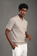 Men's Khaki Button Plain Polo T-shirt