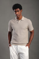 Men's Khaki Button Plain Polo T-shirt