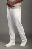 Men's White Regular Fit Trousers