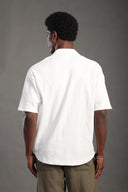 Men's White V Neck Apache Collar Shirt