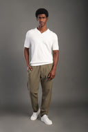 Men's White Plain Polo T-shirt