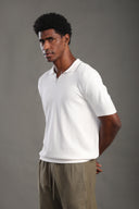 Men's White Plain Polo T-shirt