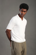 Men's White Plain Polo T-shirt