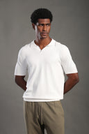 Men's White Plain Polo T-shirt