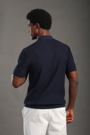 Men's Navyblue Button Plain Polo T-shirt