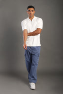 Men's White Zipper Collar T-shirt
