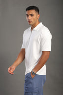 Men's White Zipper Collar T-shirt