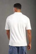 Men's White Zipper Collar T-shirt