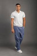 Men's Dotted Gray Zipper Collar T-shirt