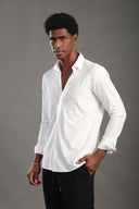 Men's White Striped V Neck Shirt