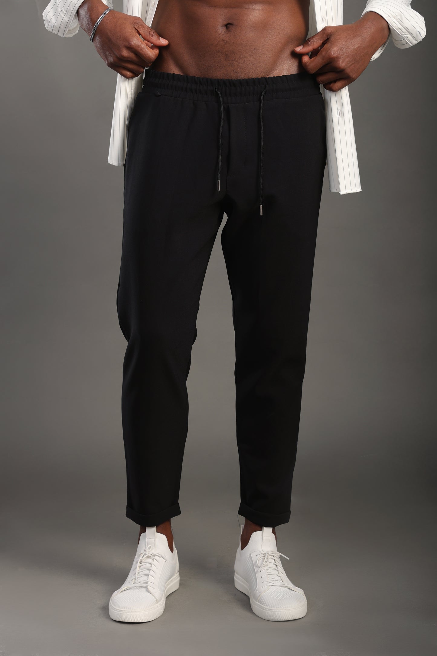 Men's Black Regular Fit Trousers