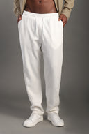 Men's White Regular Fit Trousers