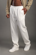 Men's White Regular Fit Trousers