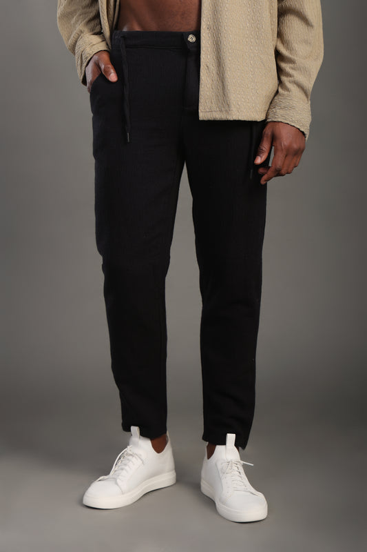 Men's Black Regular Fit Trousers