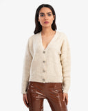 Women's Knitted V Neck Cardigan In Beige