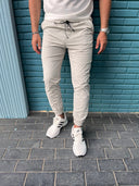 Men's Slimline Joggers Trousers In Beige