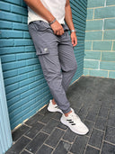 Men's Slimline Joggers Trousers In Gray