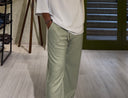 Men's Sage Green Casual Stripes Trousers