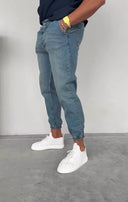 Men's Slimline Joggers Denim Blue Trousers