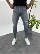 Men’s Skinny Fit Cut Trousers In Gray
