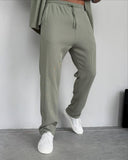 Men's Sage Green Casual Stripes Trousers
