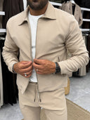 Men's Beige Zip Jacket