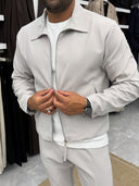 Men's Light Taupe Zip Jacket