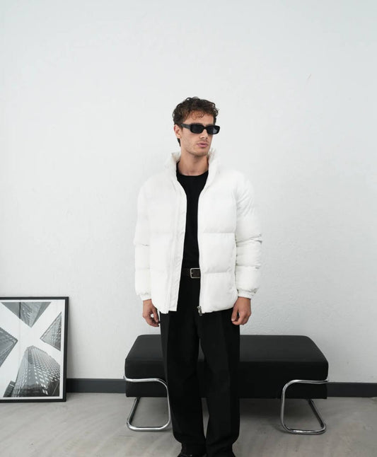 Men’s White Corduroy Puffer Jacket