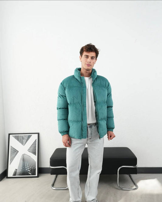 Men’s Mint Green Corduroy Puffer Jacket