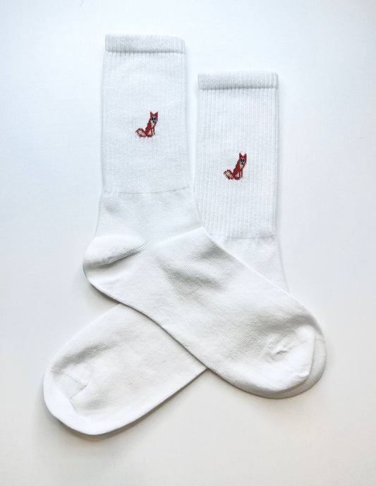 Fox Print Crew Socks