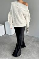 Women's Oversize Off-Shoulder Knited Pullover In Off White