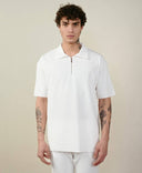 Men's White Zipper Collar T-shirt