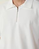 Men's White Zipper Collar T-shirt