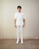 Men's White Zipper Collar T-shirt