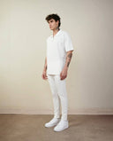 Men's White Zipper Collar T-shirt