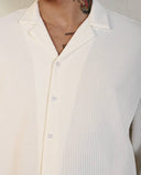 Men's White Long Sleeve Stripes Shirt