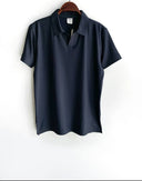Men's Dark Blue V Neck Collar T-shirt