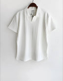 Men's White V Neck Collar T-shirt