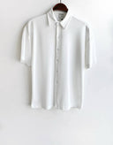 Men's White Half Sleeve Pleated Shirt