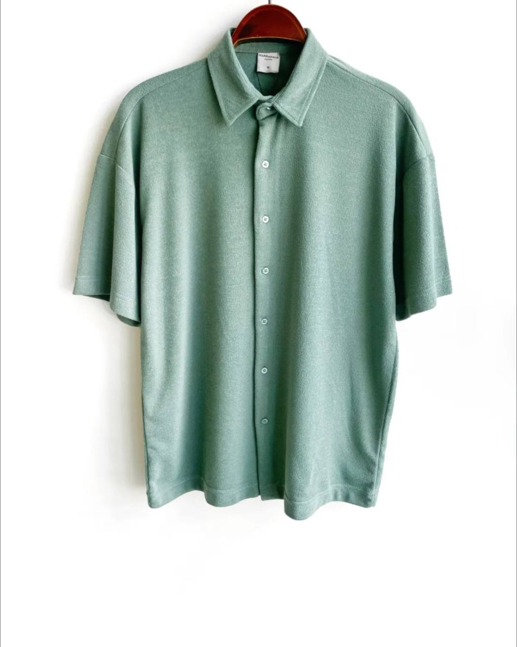 Men's Mint Green Half Sleeve Pleated Shirt