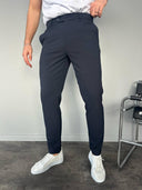 Men's Dark Blue Slim Fit Trousers