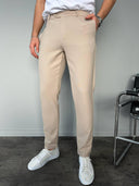Men's Beige Slim Fit Trousers