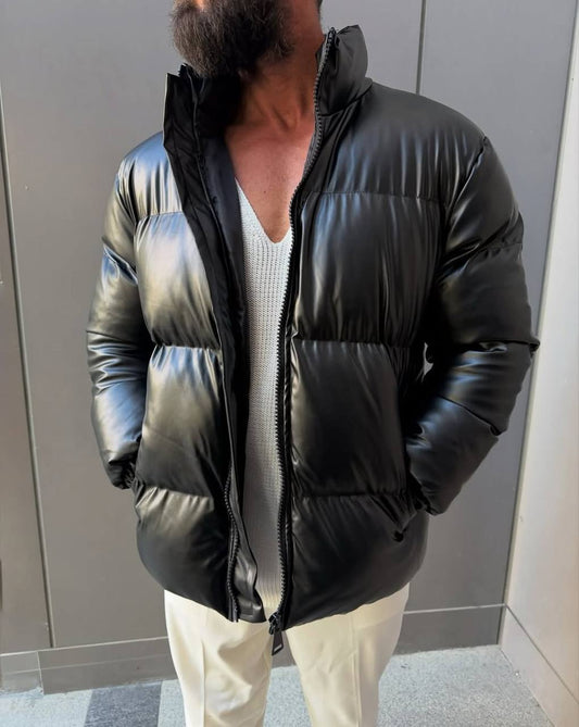 Men’s Waterproof Puffer Jacket In Black