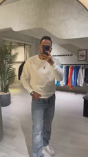 Men's Crew Neck Basic Sweatshirt In White