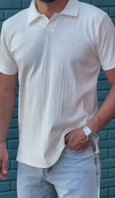 Men's White V Neck Collar T-shirt