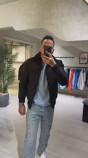 Men's Heavy Bomber Jacket In Black