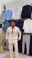 Men's Sand Beige Oversize Loose Shirt